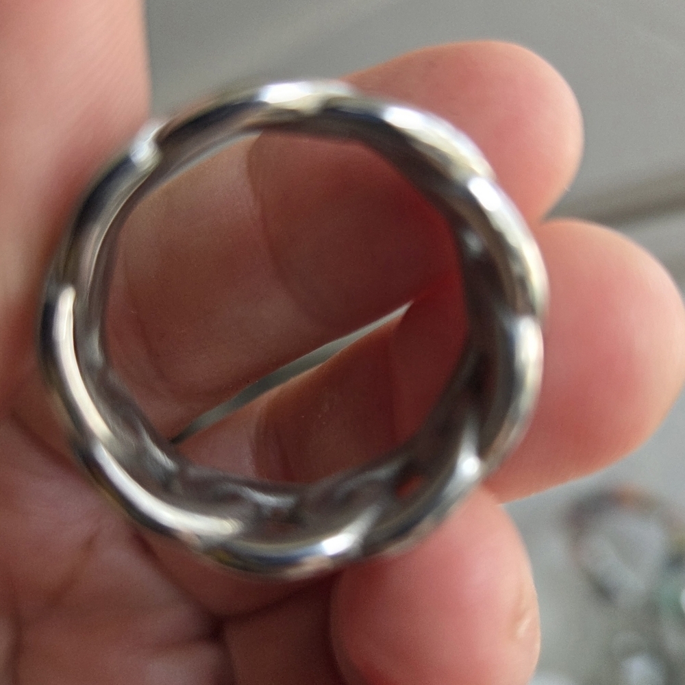 Elegatto Silver Cuban Link Chain Ring Size 10 Gift Box Included - Picture 7 of 8